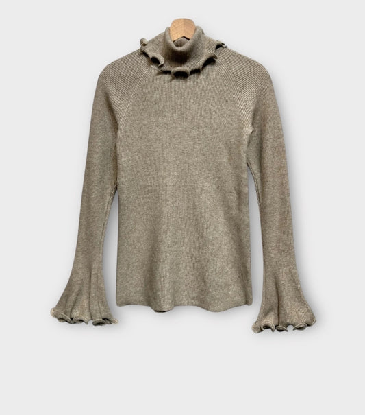 Pull en maille côtelée taupe