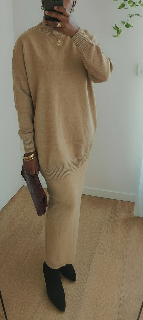 Ensemble jupe beige