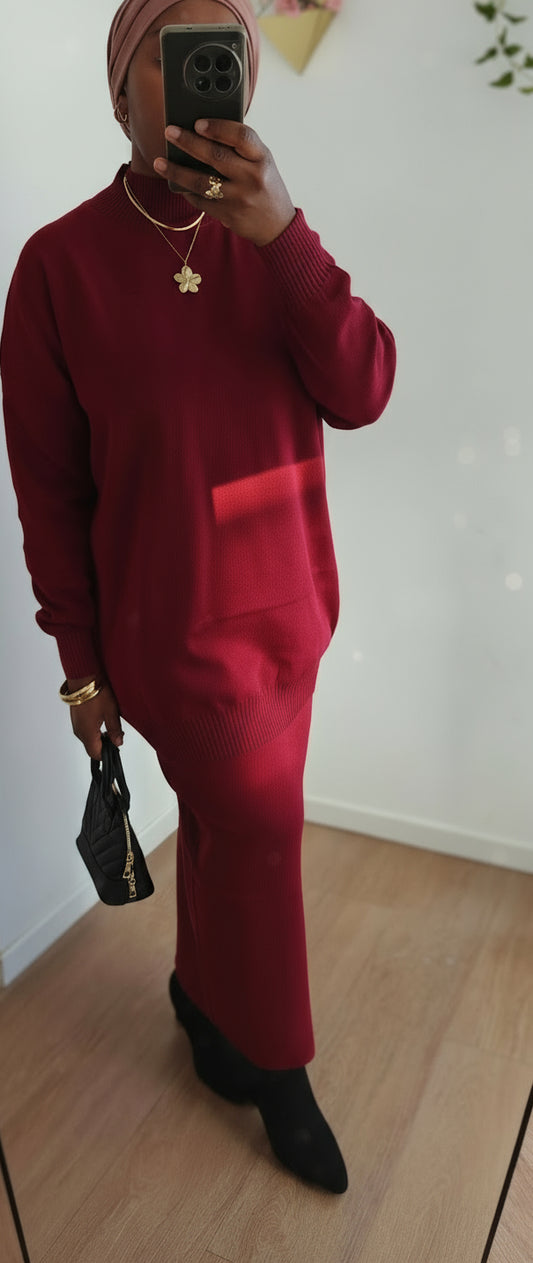 Ensemble jupe bordeaux