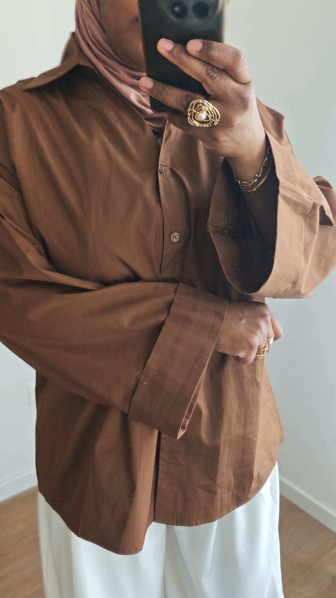 Chemise popline Ariji marron