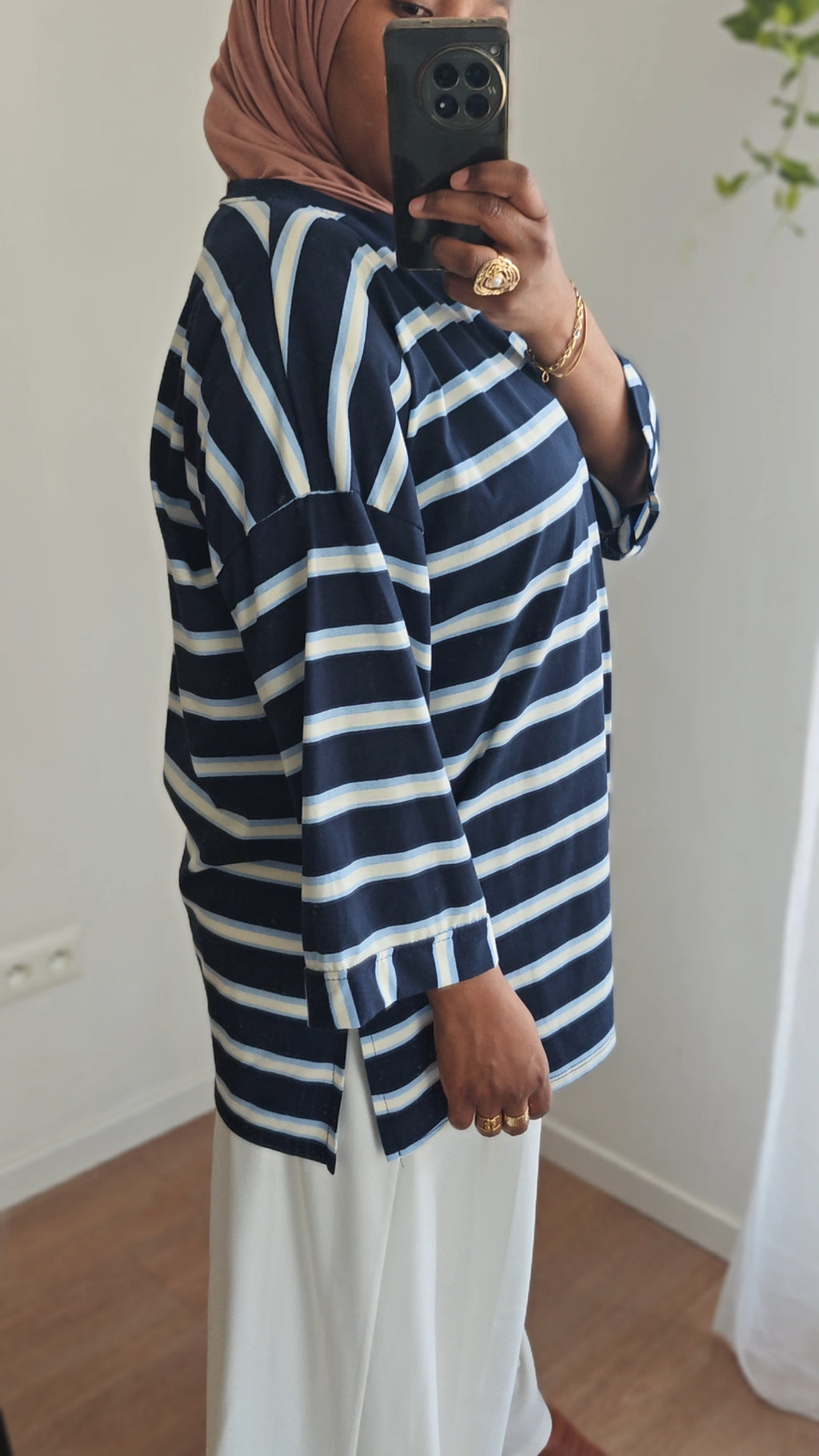 T shirt manches longues rayures bleu