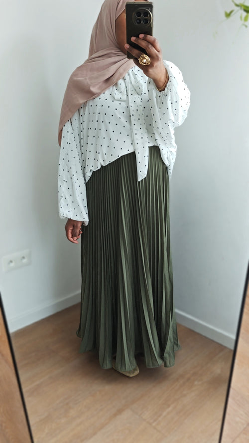 Jupe plissée vaporeuse kaki