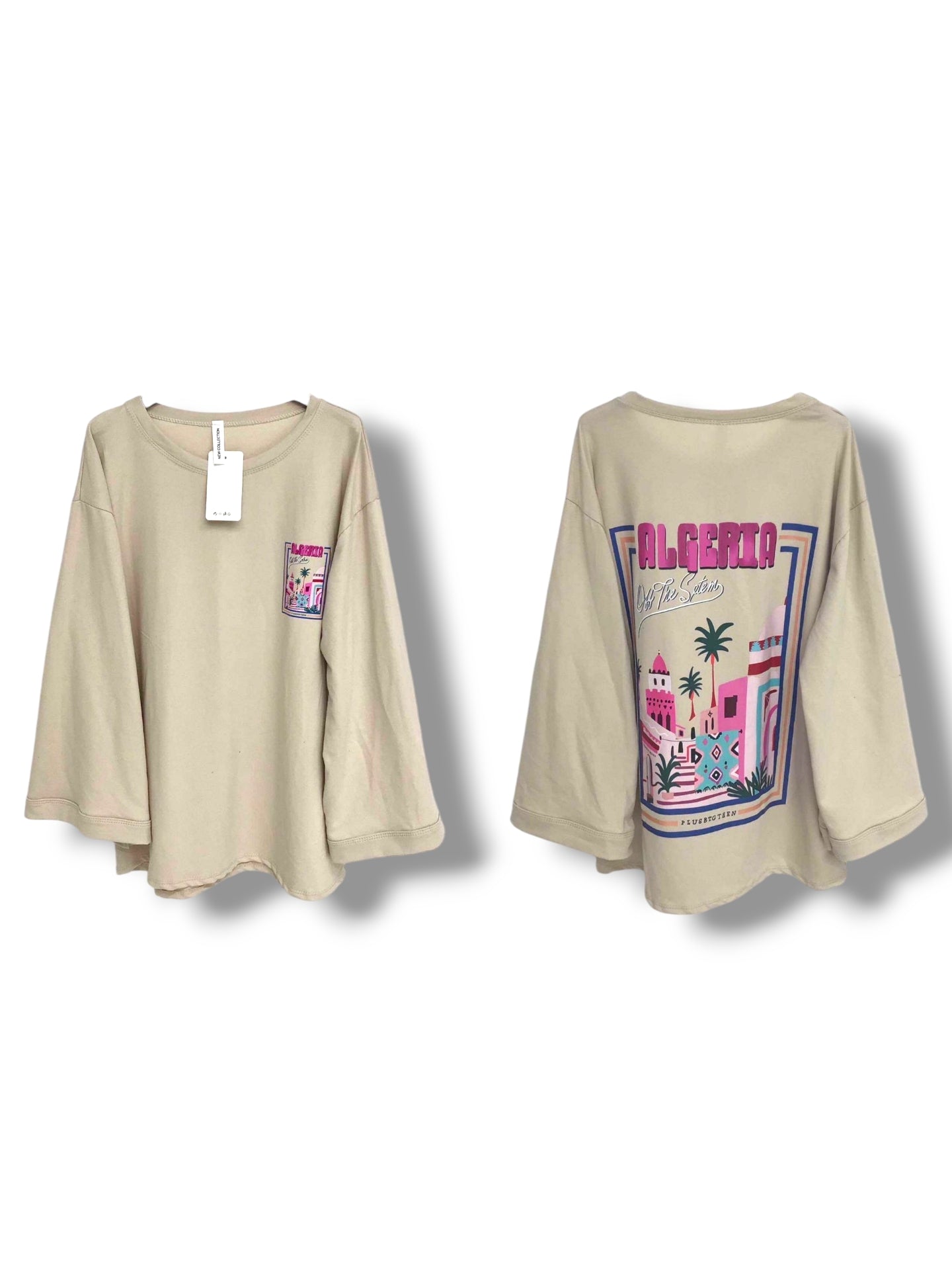 T shirt manches longues beige imprimé Algérie