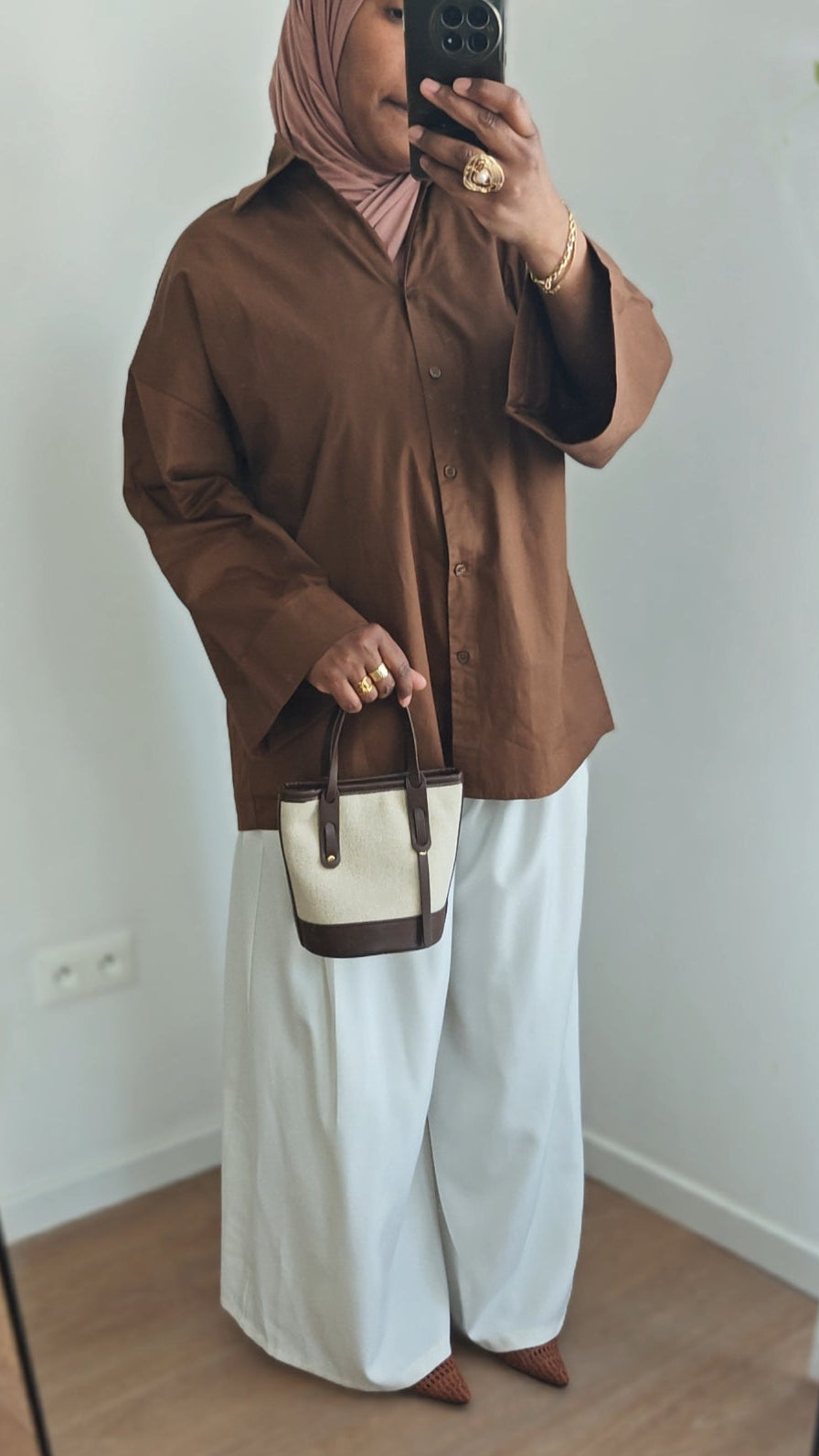 Chemise popline Ariji marron