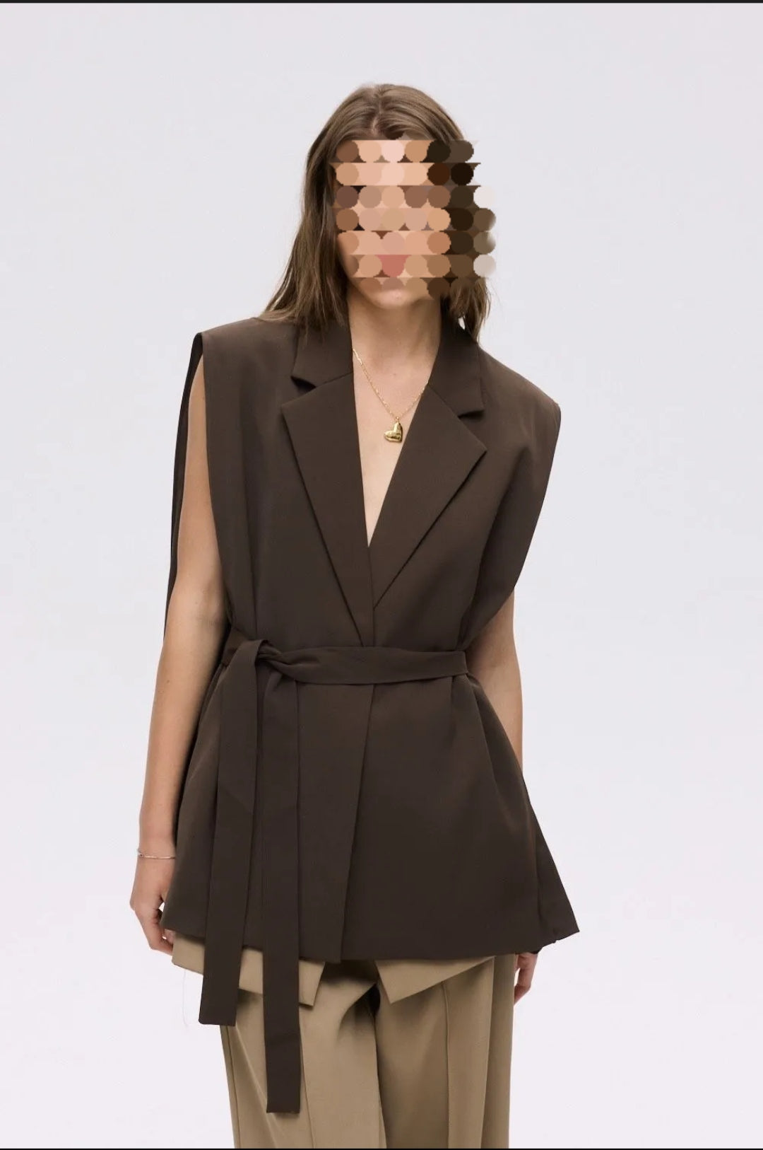 Blazer cape sans manche Lila marron chocolat