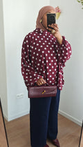 Blouse à pois bordeaux