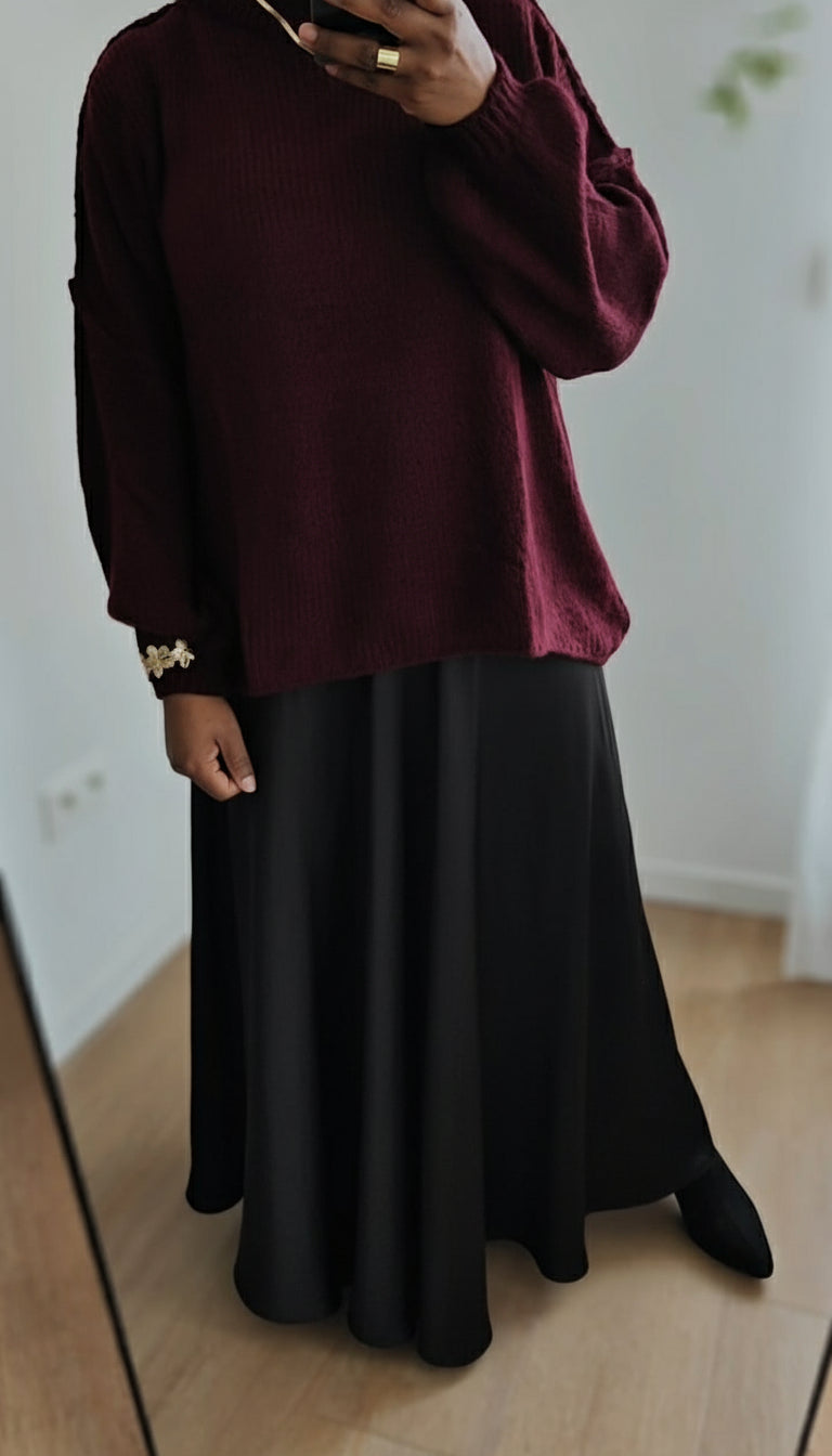 Jupe satiné fluide noir