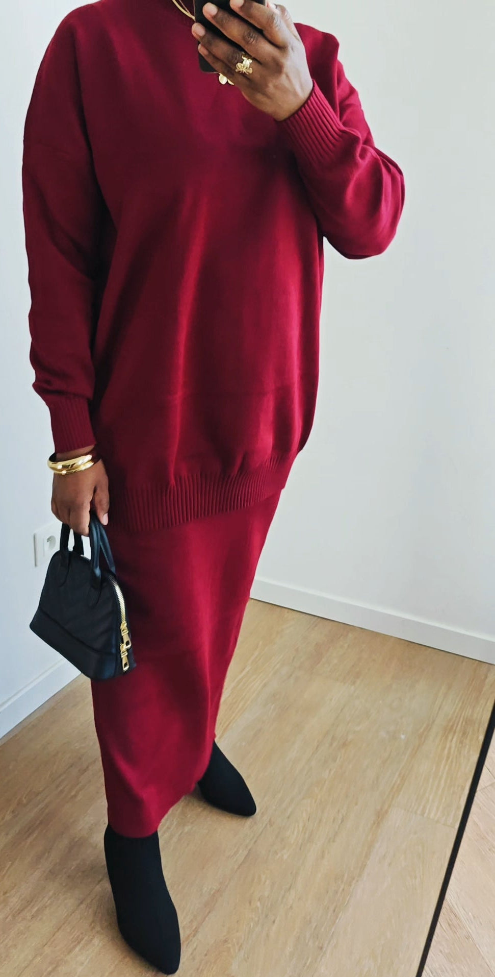 Ensemble jupe bordeaux