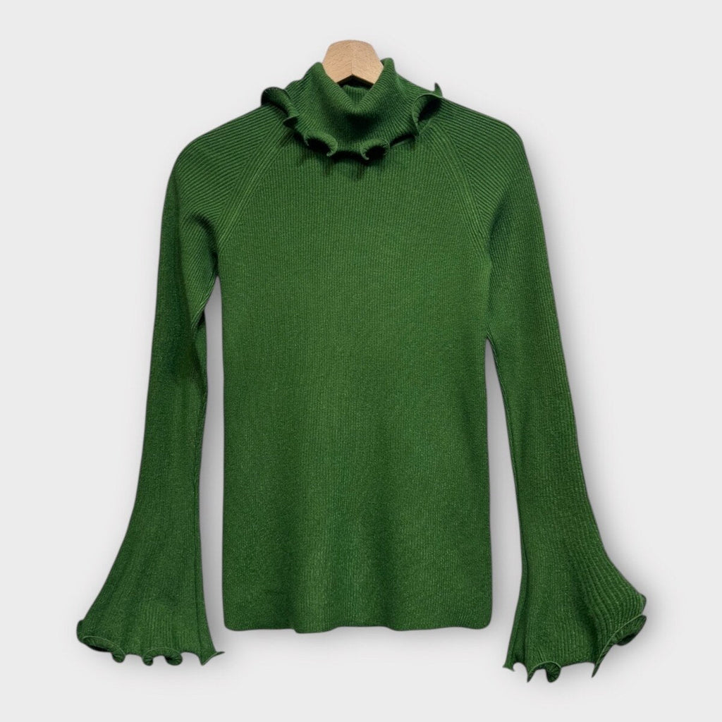 Pull en maille côtelée vert sapin
