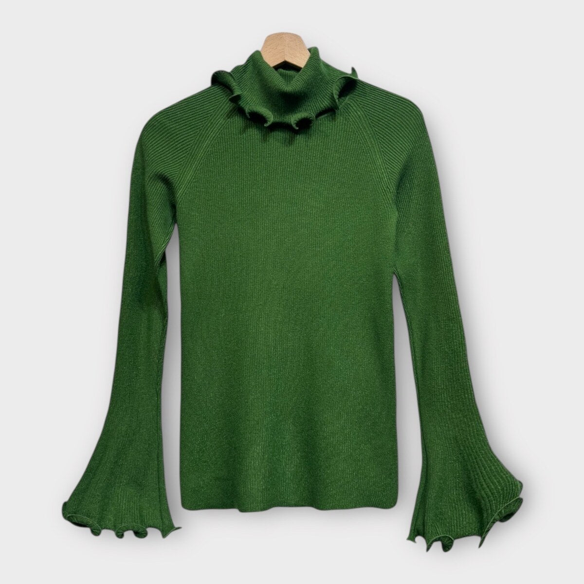 Pull en maille côtelée vert sapin