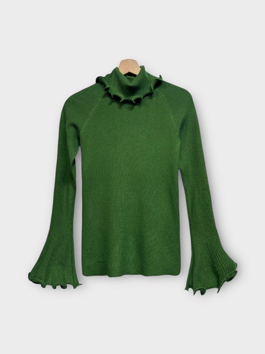 Pull en maille côtelée vert sapin