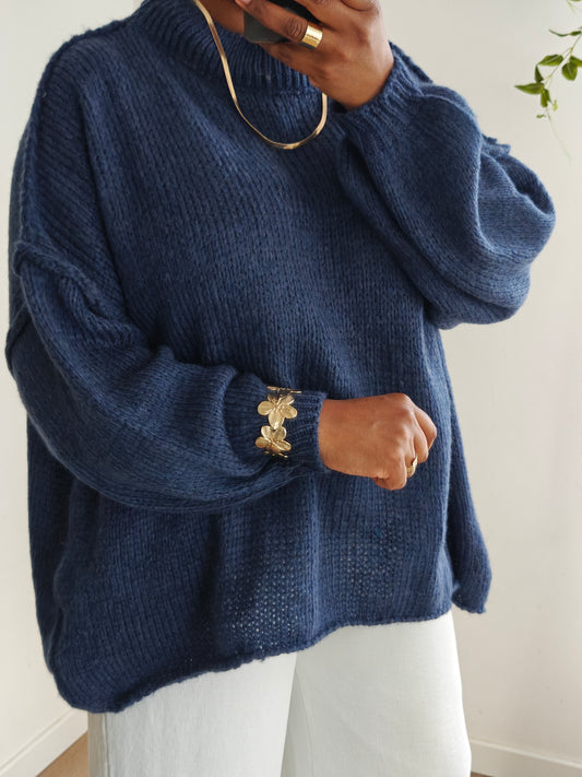 Pull en laine oversize bleu irisé