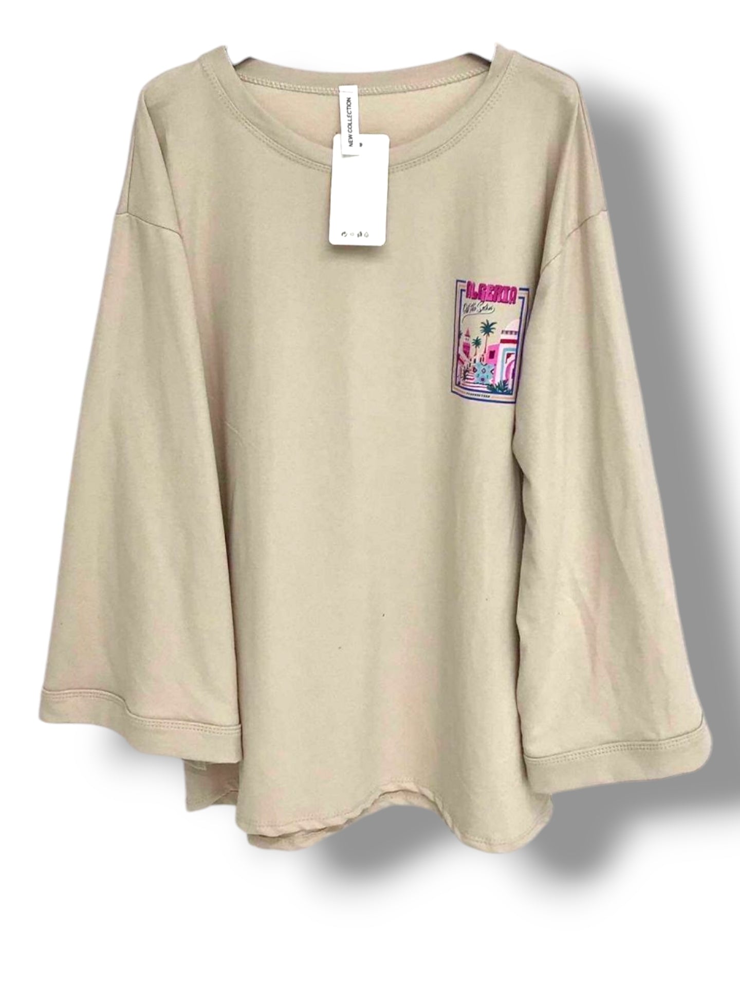 T shirt manches longues beige imprimé Algérie