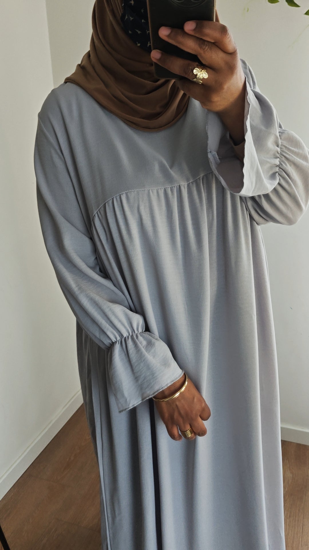 Abaya fluide Gris clair