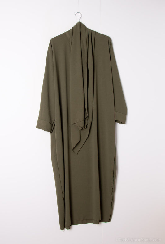 Abaya avec châle vert olive