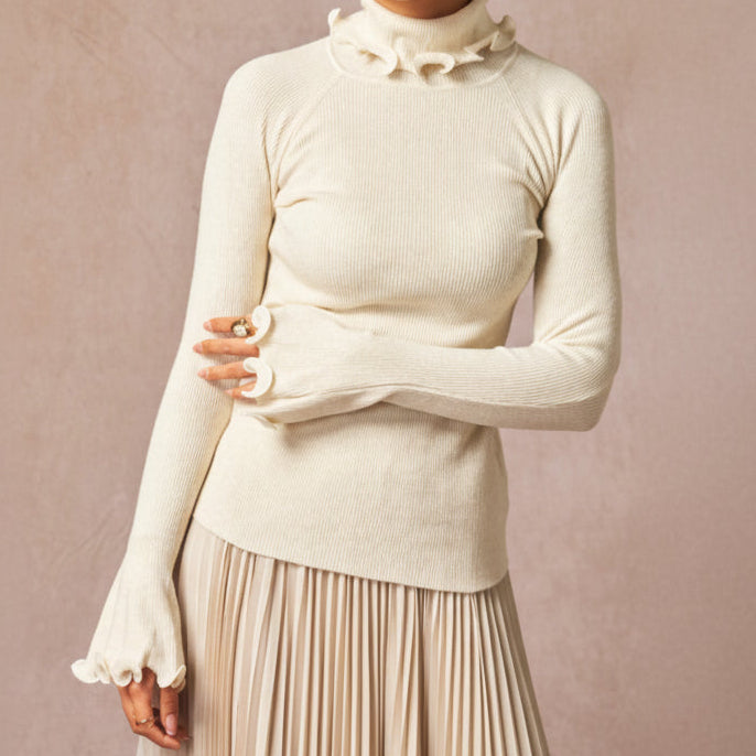 Pull en maille côtelée jaune