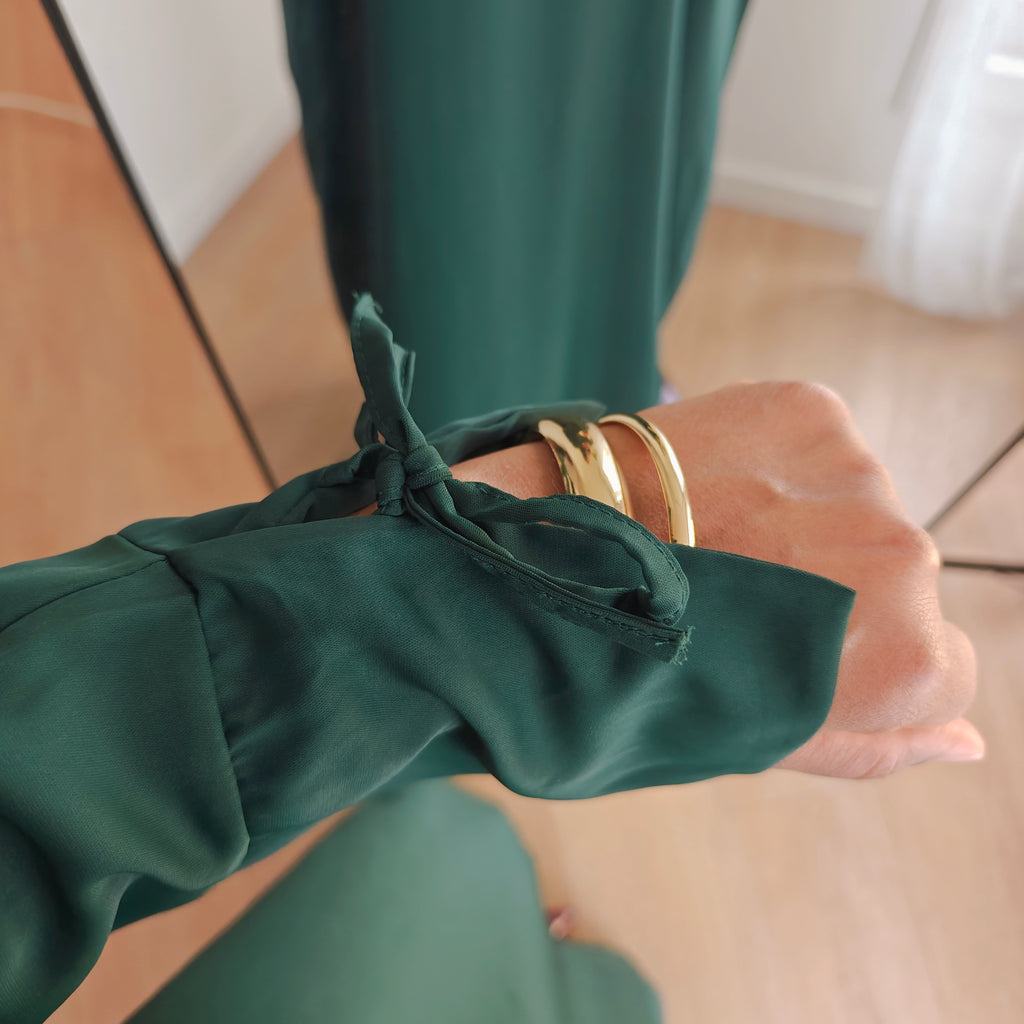 Abaya ample à nœud vert