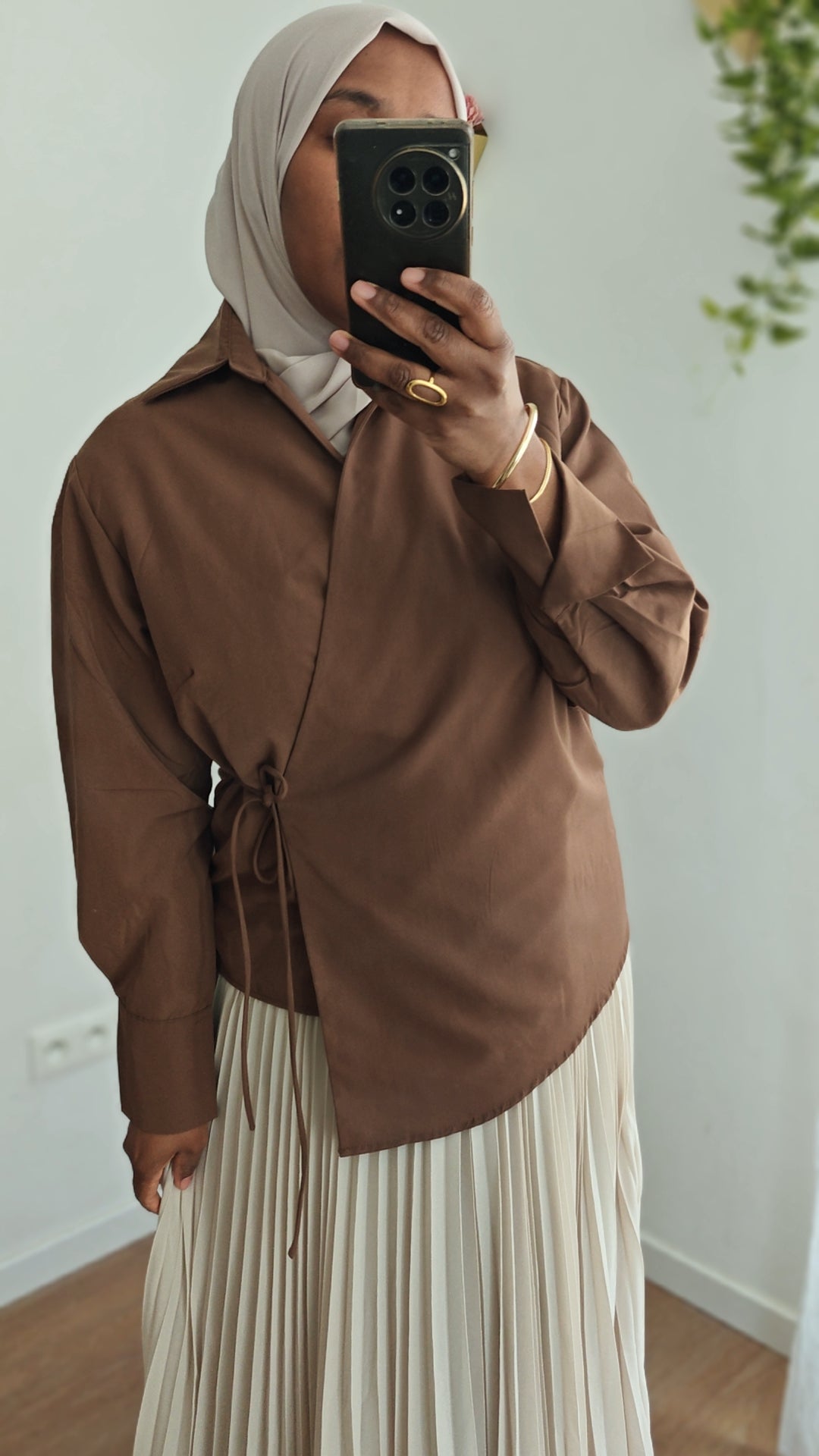 Chemise cache coeur Lina Mocca