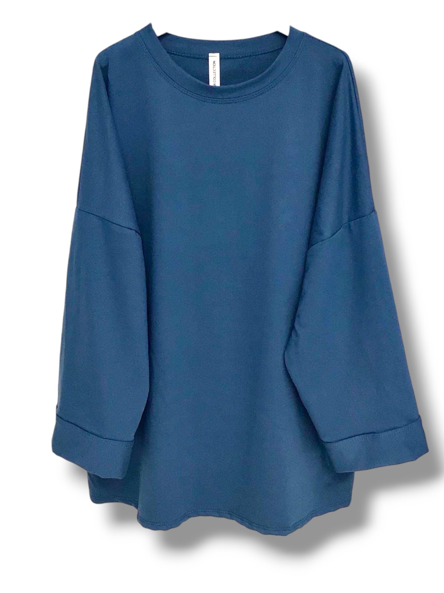 T shirt manches longues simple bleu canard